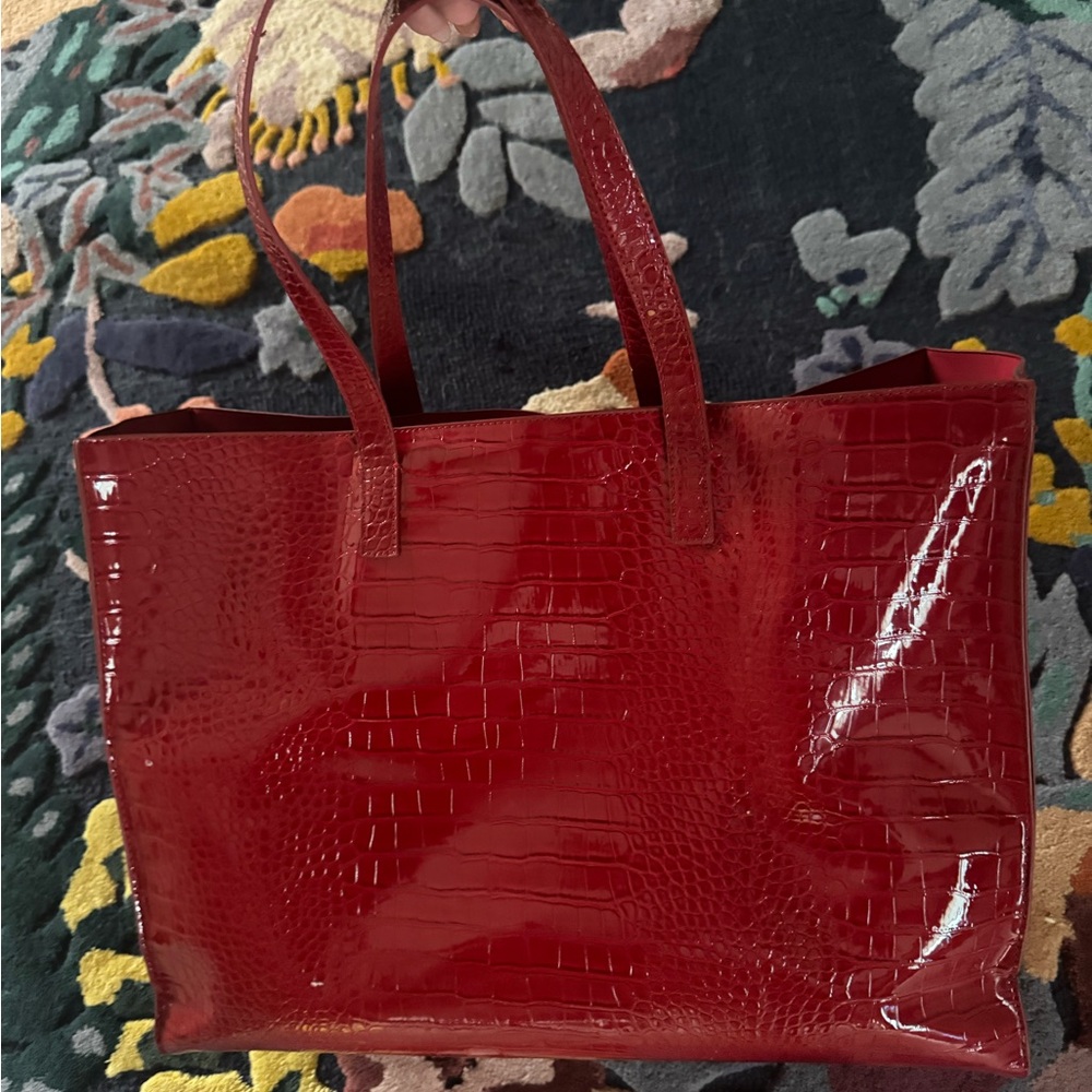 Ted Baker London Glossy Red Embossed Tote
